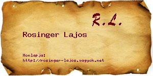 Rosinger Lajos névjegykártya